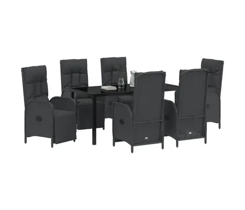 7 Daļu Dārza Galds Ar Spilveniem Melnā Poliratanā Vidaxl