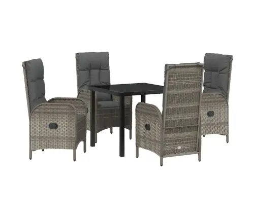 5 Daļu Dārza Galda Komplekts Pelēks Polirattans Vidaxl