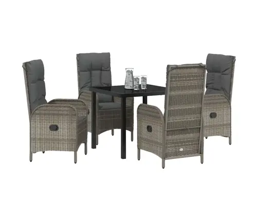 Sodo Valgomojo Komplektas Su Pagalve 5 Pcs Pilka Poliratanas