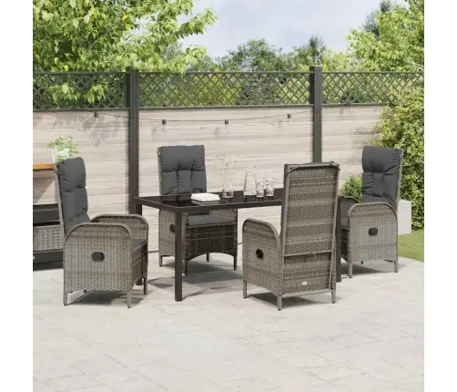 5 Daļu Dārza Pusdienu Komplekts Pelēks Poliratans Vidaxl