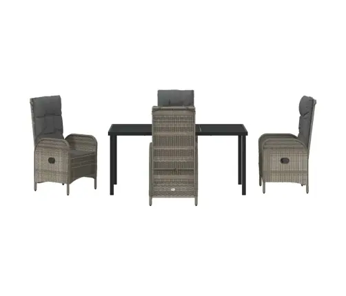 5 Daļu Dārza Pusdienu Komplekts Pelēks Poliratans Vidaxl