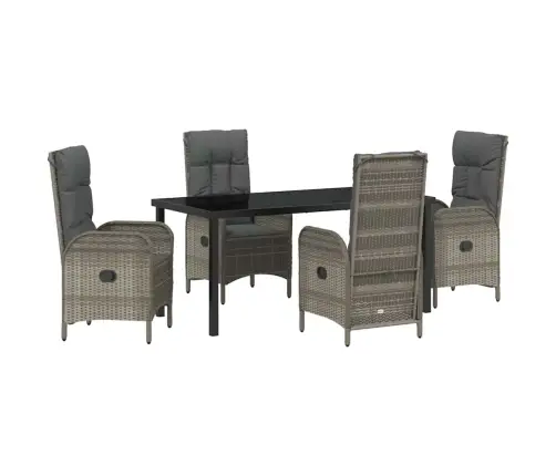 5 Daļu Dārza Pusdienu Komplekts Pelēks Poliratans Vidaxl