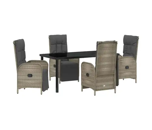 Sodo Valgomojo Komplektas Su Pagalve 5 Pcs Pilka Poli Ratanas