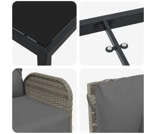 7 Daļu Dārza Ēdamgaldiņu Komplekts Ar Spilventiņiem Pelēkajā Poliratanī Vidaxl