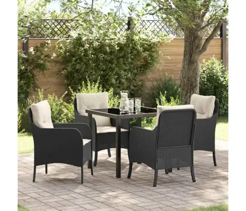 Sodo Valgomojo Komplektas Su Pagalve 5 Pcs Juoda Poli Ratanas