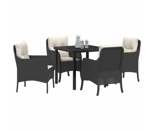 Sodo Valgomojo Komplektas Su Pagalve 5 Pcs Juoda Poli Ratanas