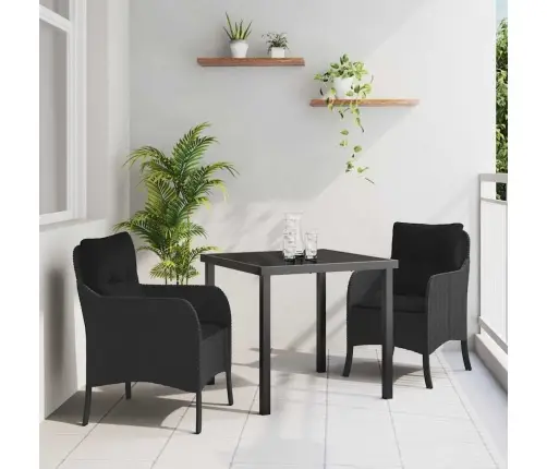 Dārza Ēdamgalds Ar Spilvenu 3 Pcs Melna Poliūtu Rotangpalma Vidaxl