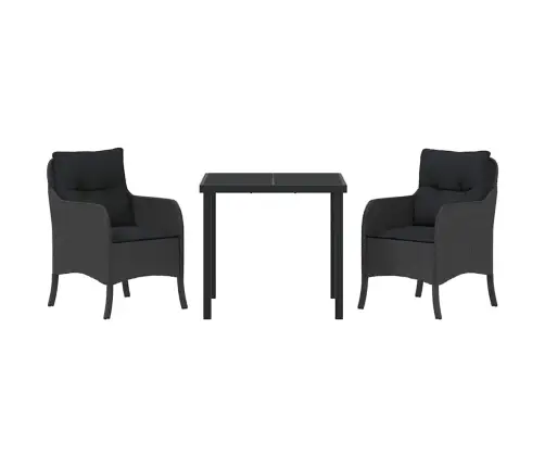 Dārza Ēdamgalds Ar Spilvenu 3 Pcs Melna Poliūtu Rotangpalma Vidaxl