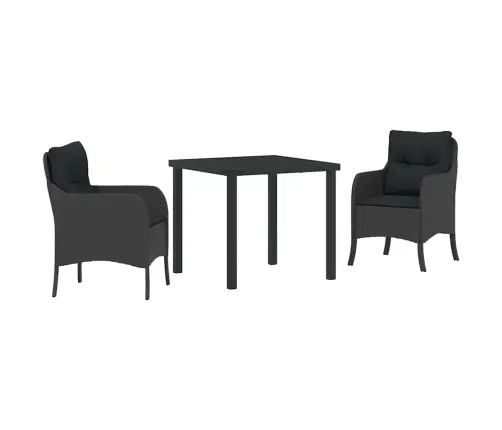 Dārza Ēdamgalds Ar Spilvenu 3 Pcs Melna Poliūtu Rotangpalma Vidaxl