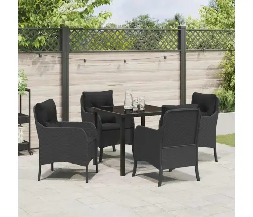 Dārza Ēdamgalds Ar Spilvenu 5 Pcs Melna Poliūtu Rotangpalma Vidaxl