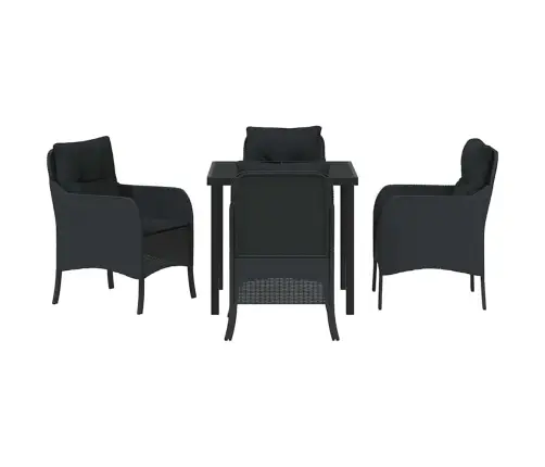 Dārza Ēdamgalds Ar Spilvenu 5 Pcs Melna Poliūtu Rotangpalma Vidaxl