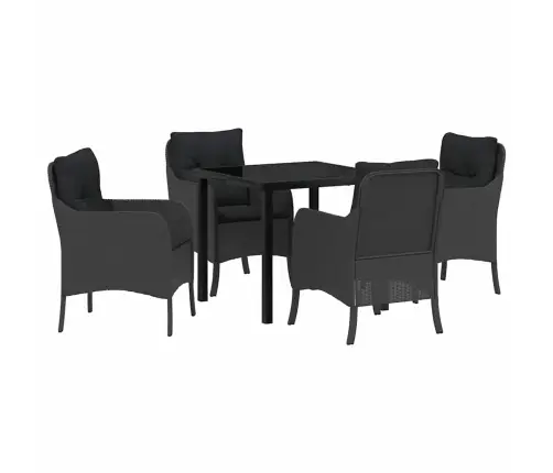 Dārza Ēdamgalds Ar Spilvenu 5 Pcs Melna Poliūtu Rotangpalma Vidaxl