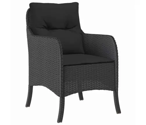 7 Daļu Dārza Ēdamgalda Komplekts Ar Spilveniem, Melns Polietilēna Rotangpalma Vidaxl