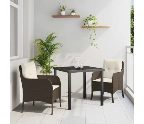 3 Daļu Dārza Ēdamistabas Komplekts Ar Spilveniem Brūna Polietilēna Rotangpalma Vidaxl