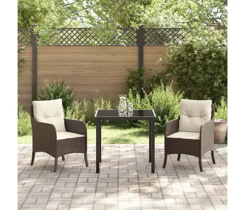 3 Daļu Dārza Ēdamistabas Komplekts Ar Spilveniem Brūna Polietilēna Rotangpalma Vidaxl