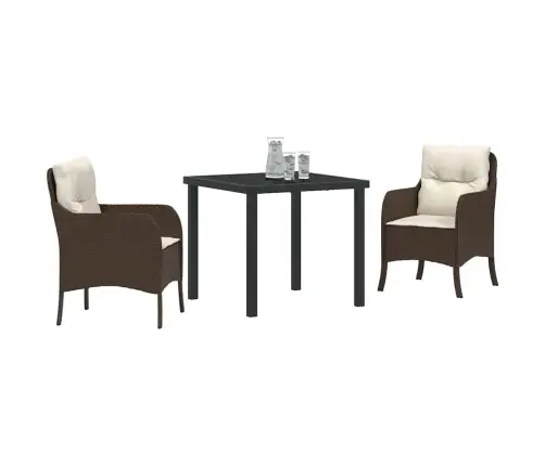 3 Daļu Dārza Ēdamistabas Komplekts Ar Spilveniem Brūna Polietilēna Rotangpalma Vidaxl