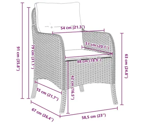 Sodo Valgomojo Komplektas Su Pagalve 5 Pcs Ruda Poli Ratanas