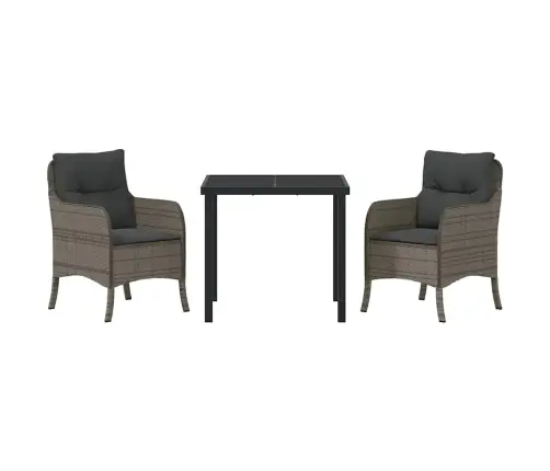 Sodo Valgomojo Komplektas Su Pagalve 3 Pcs Pilka Poliratanas