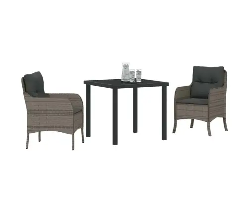 Sodo Valgomojo Komplektas Su Pagalve 3 Pcs Pilka Poliratanas