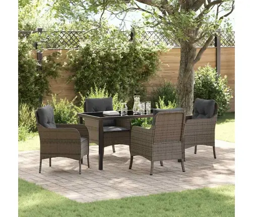 Sodo Valgomojo Komplektas Su Pagalve 5 Pcs Pilka Poliratanas