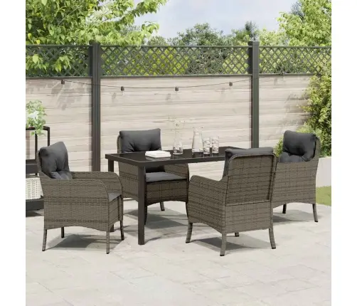 Sodo Valgomojo Komplektas Su Pagalve 5 Pcs Pilka Poliratanas