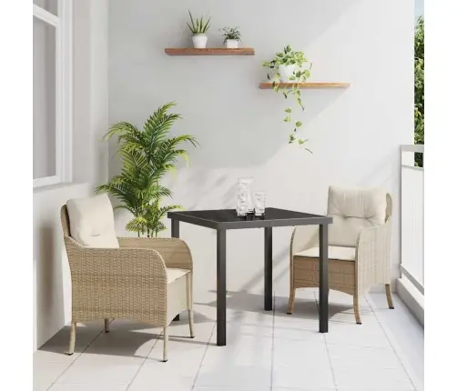 Vidaxl 3 Gabalu Dārza Ēdamgalds Ar Spilveniem Bēšs Poli Rotangpalma