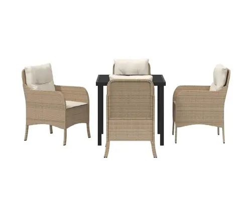 5 Daļu Dārza Ēdamgaldu Komplekts Ar Spilventiņiem Bēžā Poli Rotangpalma Vidaxl