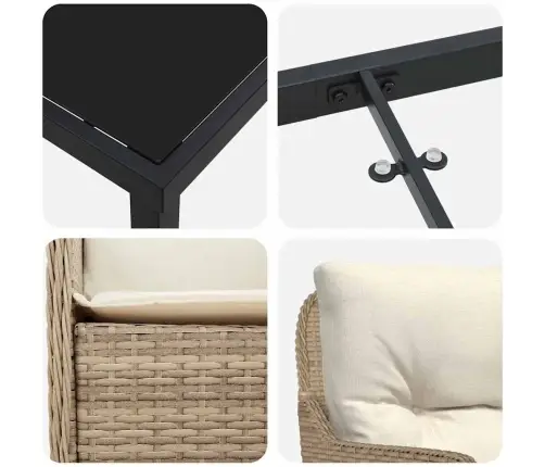 Sodo Valgomojo Komplektas Su Pagalve 5 Pcs Smėlio Poli Ratanas