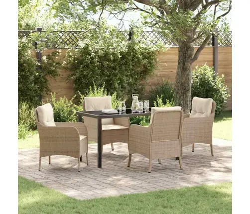 Sodo Valgomojo Komplektas Su Pagalve 5 Pcs Smėlio Poli Ratanas