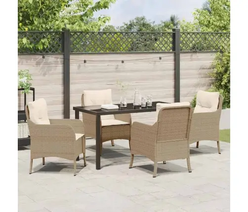 Sodo Valgomojo Komplektas Su Pagalve 5 Pcs Smėlio Poli Ratanas