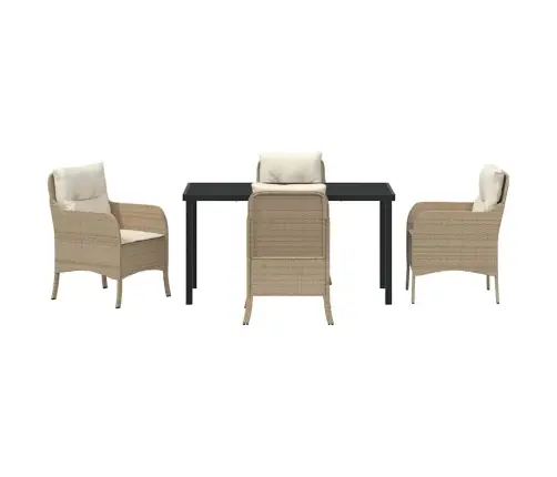 Sodo Valgomojo Komplektas Su Pagalve 5 Pcs Smėlio Poli Ratanas