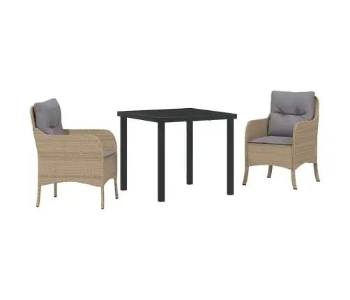 Dārza Ēdamgalds Ar Spilvenu 3 Pcs Bēša Poliūtu Rotangpalma Vidaxl