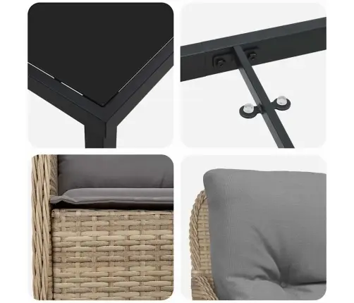 Aia Söögilaudade Komplekt Padjaga 5 Pcs Beež Polürooster