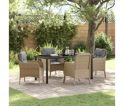 5 Gabalu Dārza Ēdamzāles Komplekts Ar Spilveniem Beigē Poli Rotangpalmas Vidaxl