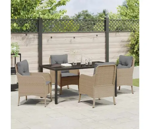 5 Gabalu Dārza Ēdamzāles Komplekts Ar Spilveniem Beigē Poli Rotangpalmas Vidaxl