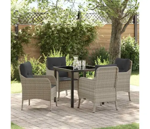 Dārza Ēdamgalds 5 Pcs Gaiši Pelēka Poliūtu Rotangpalma Vidaxl