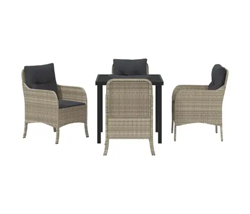 Dārza Ēdamgalds 5 Pcs Gaiši Pelēka Poliūtu Rotangpalma Vidaxl