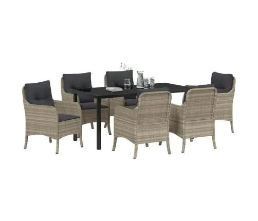 Sodo Valgomojo Komplektas 7 Pcs Šviesiai Pilka Poliratanas