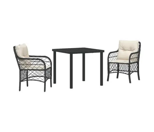 3 Daļu Dārza Galds Ar Spilveniem Melnā Poliratanā Vidaxl