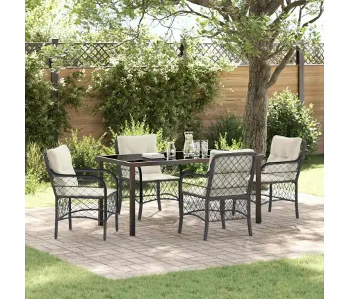 5 Daļu Dārza Galds Ar Spilveniem Melnā Polirotānā Vidaxl