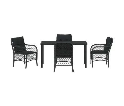 Sodo Valgomojo Komplektas Su Pagalve 5 Pcs Juoda Poliratanas