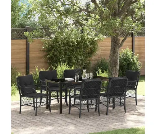 Aia Söögilaudade Komplekt Padjaga 7 Pcs Must Polürotang