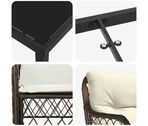 5 Daļu Dārza Galda Komplekts Ar Spilveniem Brūnā Poliratanā Vidaxl