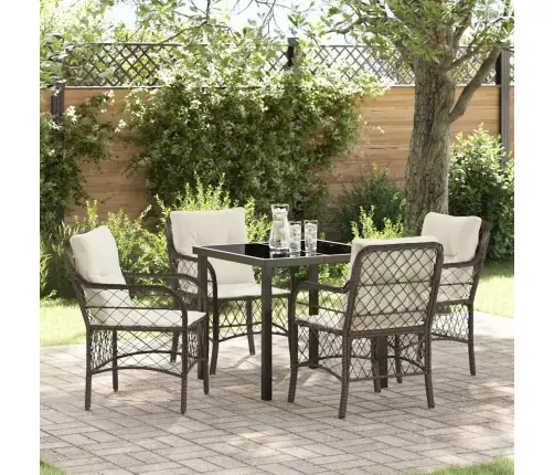 5 Daļu Dārza Galda Komplekts Ar Spilveniem Brūnā Poliratanā Vidaxl