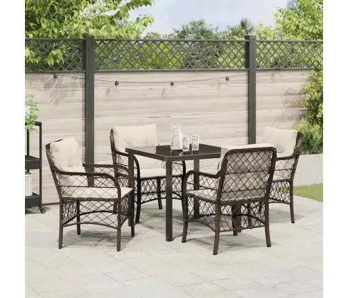 5 Daļu Dārza Galda Komplekts Ar Spilveniem Brūnā Poliratanā Vidaxl