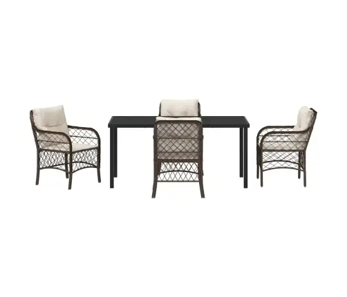 5 Daļu Dārza Galds Ar Spilveniem Brūnā Poliratānā Vidaxl