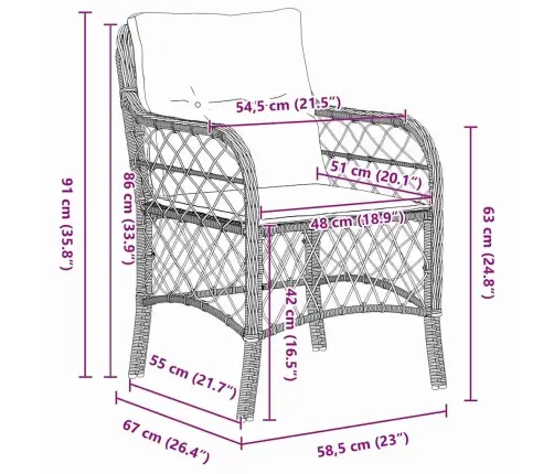 Aia Söögilaudade Komplekt Padjaga 3 Pcs Hall Polürotang
