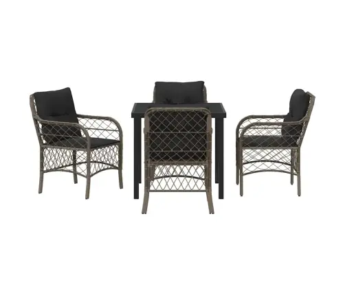 Sodo Valgomojo Komplektas Su Pagalve 5 Pcs Pilka Poliratanas