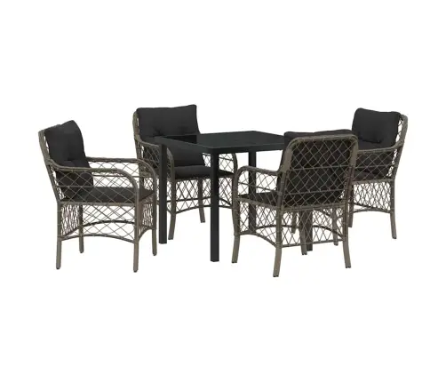 Sodo Valgomojo Komplektas Su Pagalve 5 Pcs Pilka Poliratanas