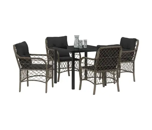 Sodo Valgomojo Komplektas Su Pagalve 5 Pcs Pilka Poliratanas